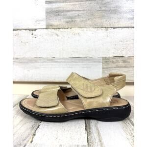Josef Seibel Womens 10.5 Beige Leather Adjustable Strappy Walk Open Toe Sandal